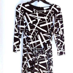 Joseph Ribkoff Black, Tan, & White Knit Dress